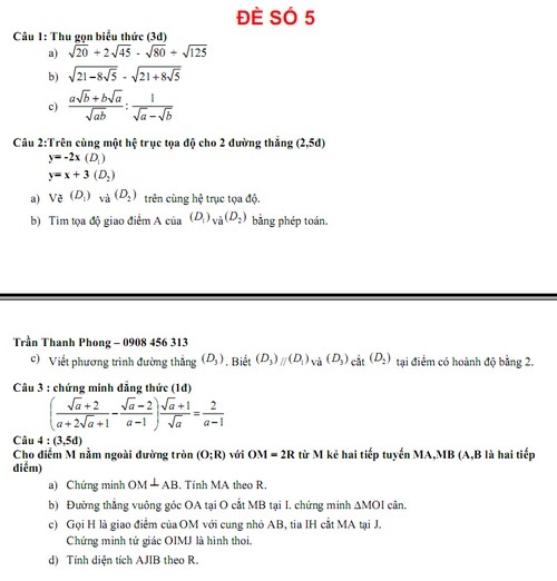 De thi hoc ki 1 lop 9 mon toan nam 2013 (P1)