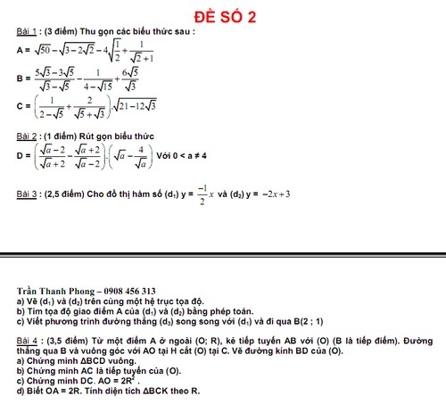De thi hoc ki 1 lop 9 mon toan nam 2013 (P1)