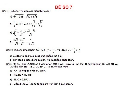 De thi hoc ki 1 lop 9 mon toan nam 2013 (P2)