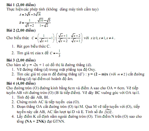 De thi hoc ki 1 lop 9 mon Toan nam 2013 (Phan 3)